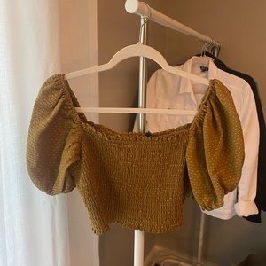 Wild Fable Puff Sleeve Crop Top Yellow